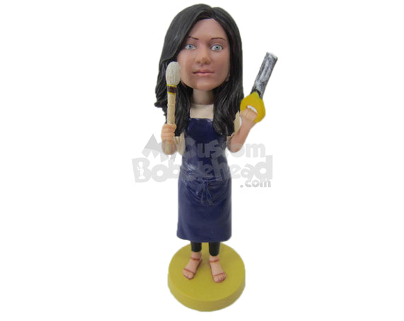 Custom Bobblehead Housewife Wearing Suspenders And Doing The Cleaning Work - Careers & Professionals Casual Females Personalized Bobblehead & Cake Topper Custom Bobblehead Housewife Wearing Suspenders And Doing The Cleaning Work - Careers & Professionals Casual Females Personalized Bobblehead & Cake Topper